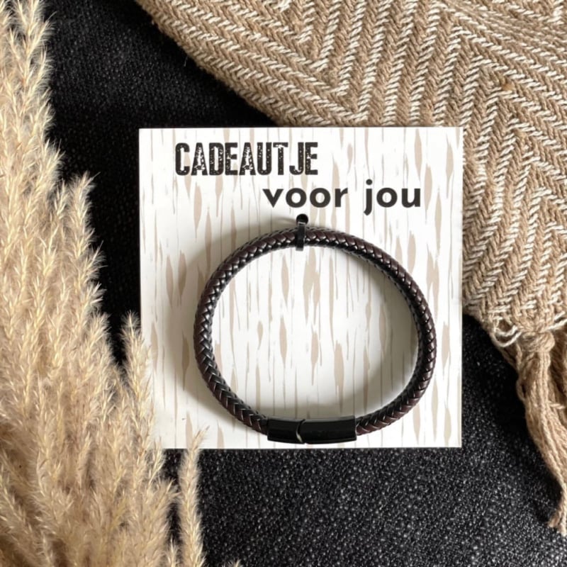 Leren herenarmband
